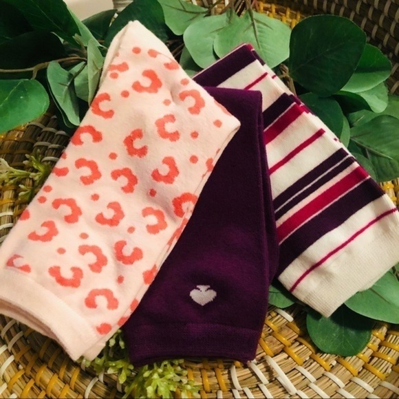 Kate Spade New York Leopard Print Crew Socks 3-Pack Nwt